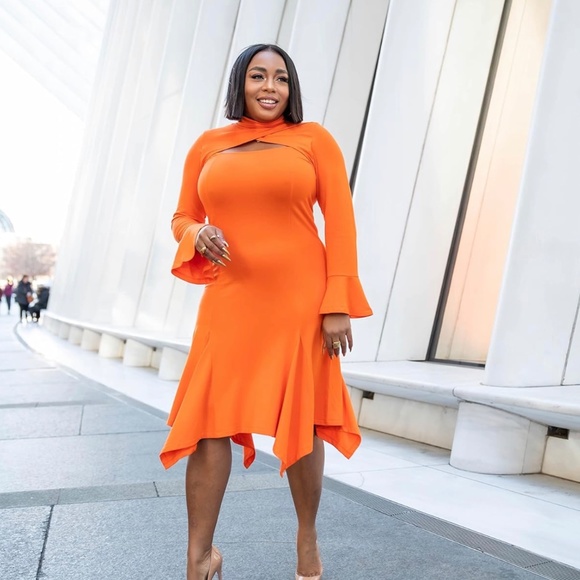 Amazon the Drop x Kela Walker Scarlet Ibis Cut Out Long Sleeve Dress Size XL - Picture 1 of 9